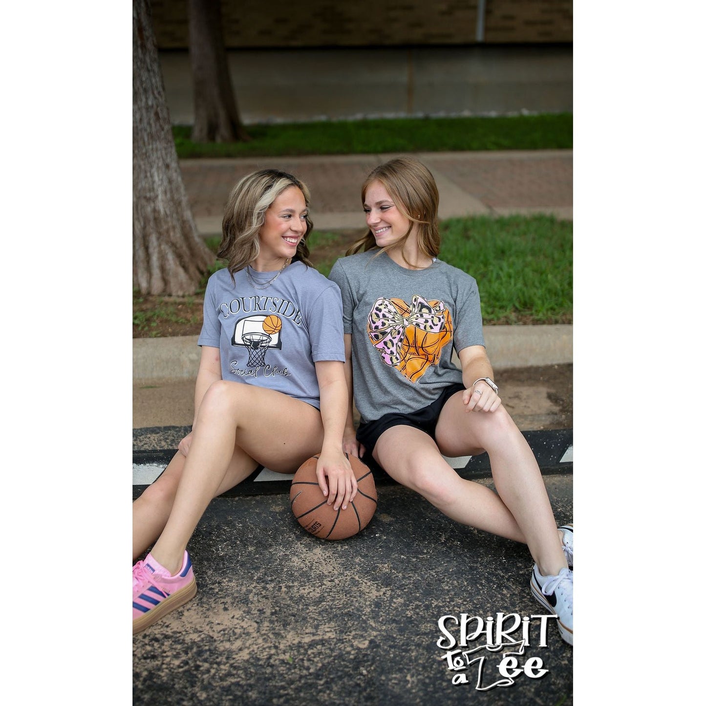 Basketball Heart with Bow Tee