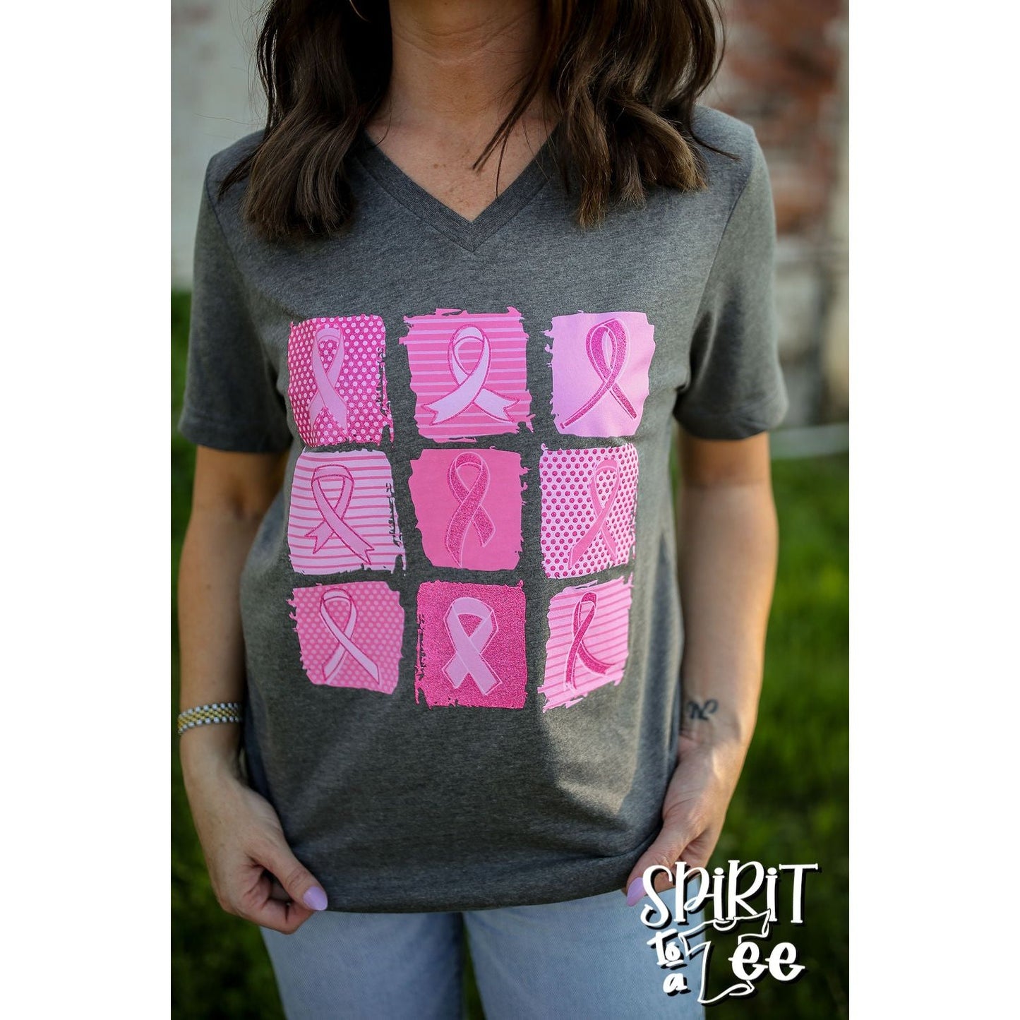 Cancer Ribbons V-Neck Tee