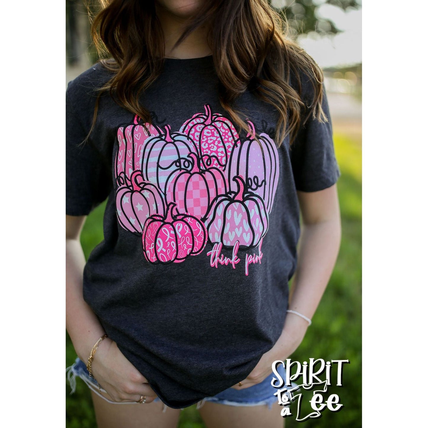 Think Pink Cancer Pumpkins Tee
