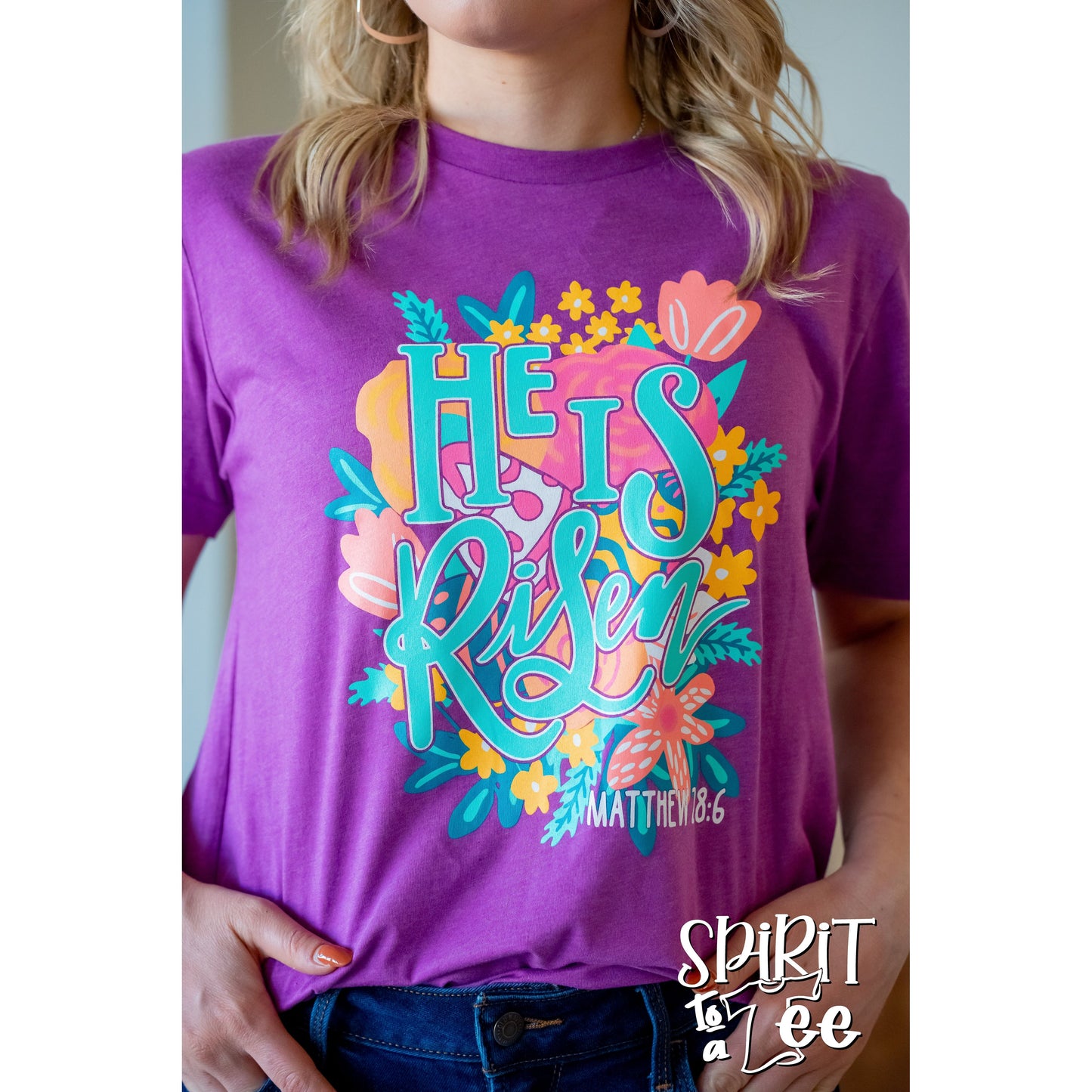 He Is Risen Floral - Easter Tee