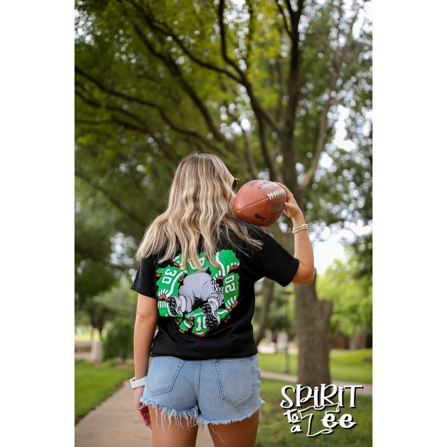 Football Player Busting Through - Football Tee