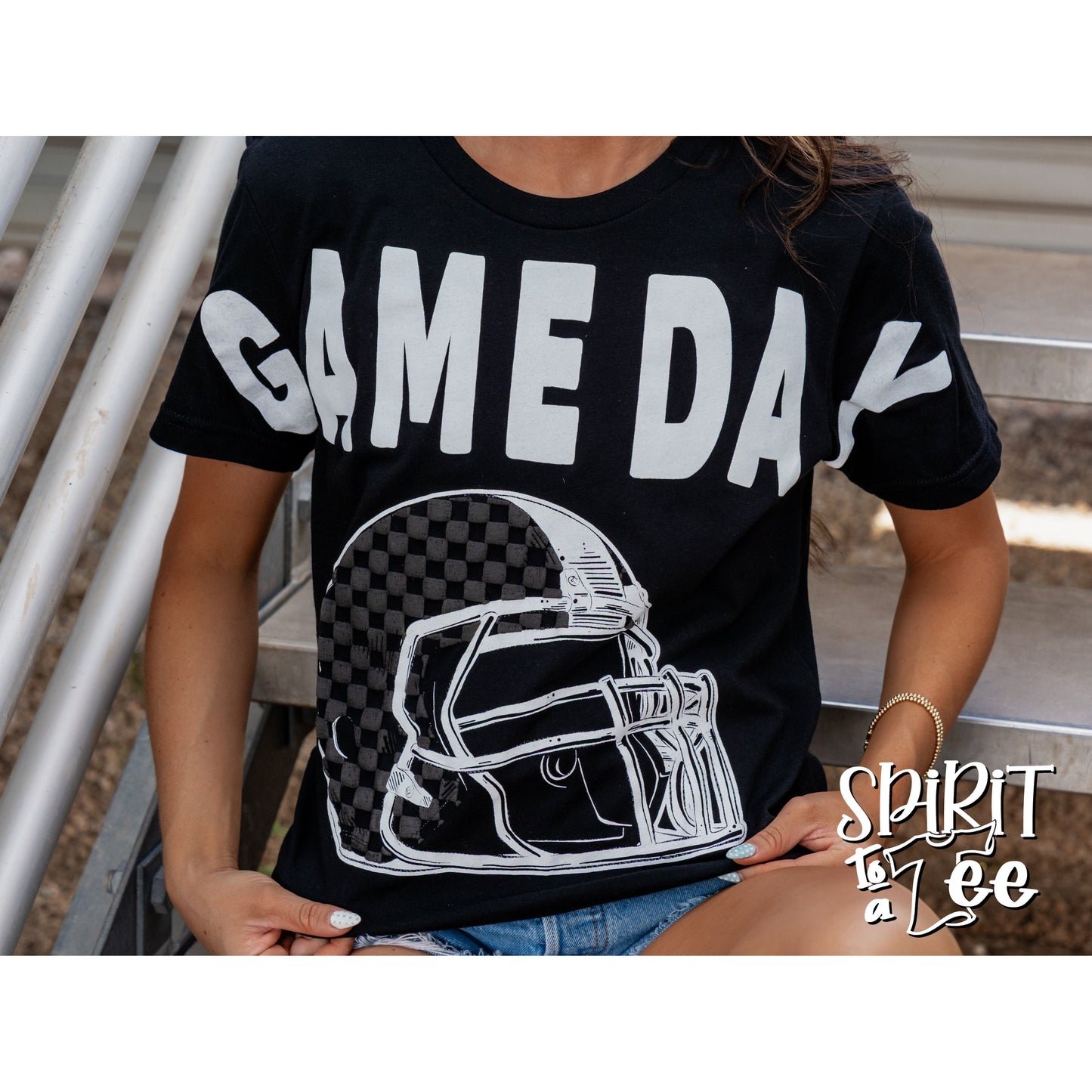 Game Day Checkered Helmet - Football Tee