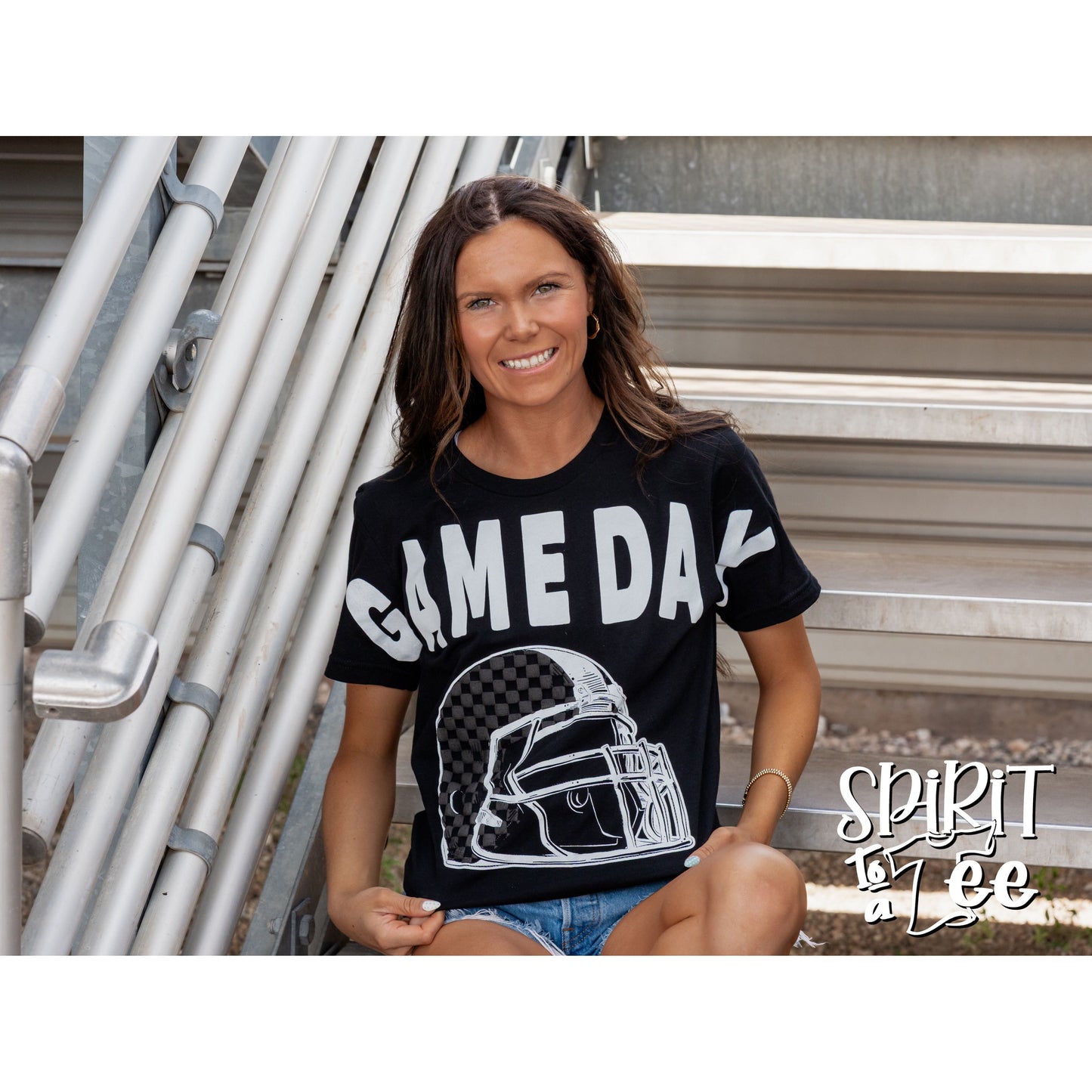 Game Day Checkered Helmet - Football Tee
