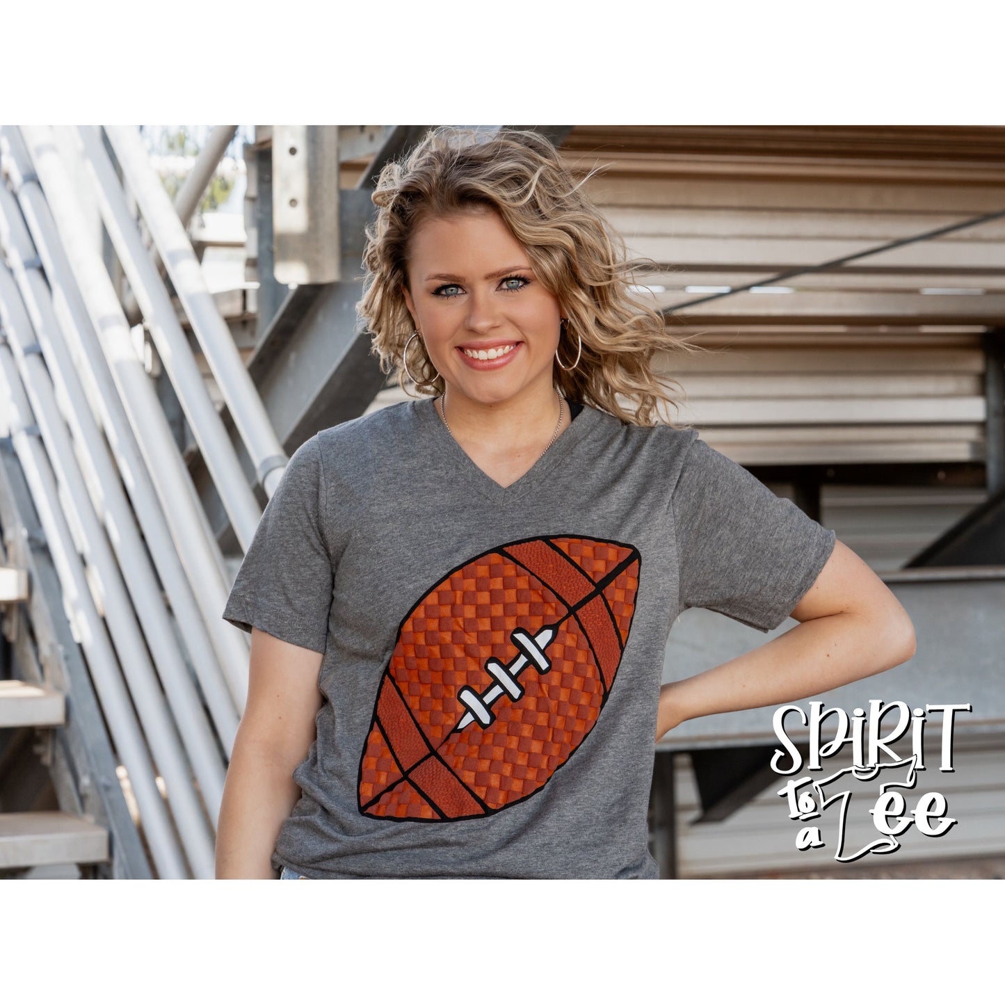 Checkered Football - V-Neck Football Tee
