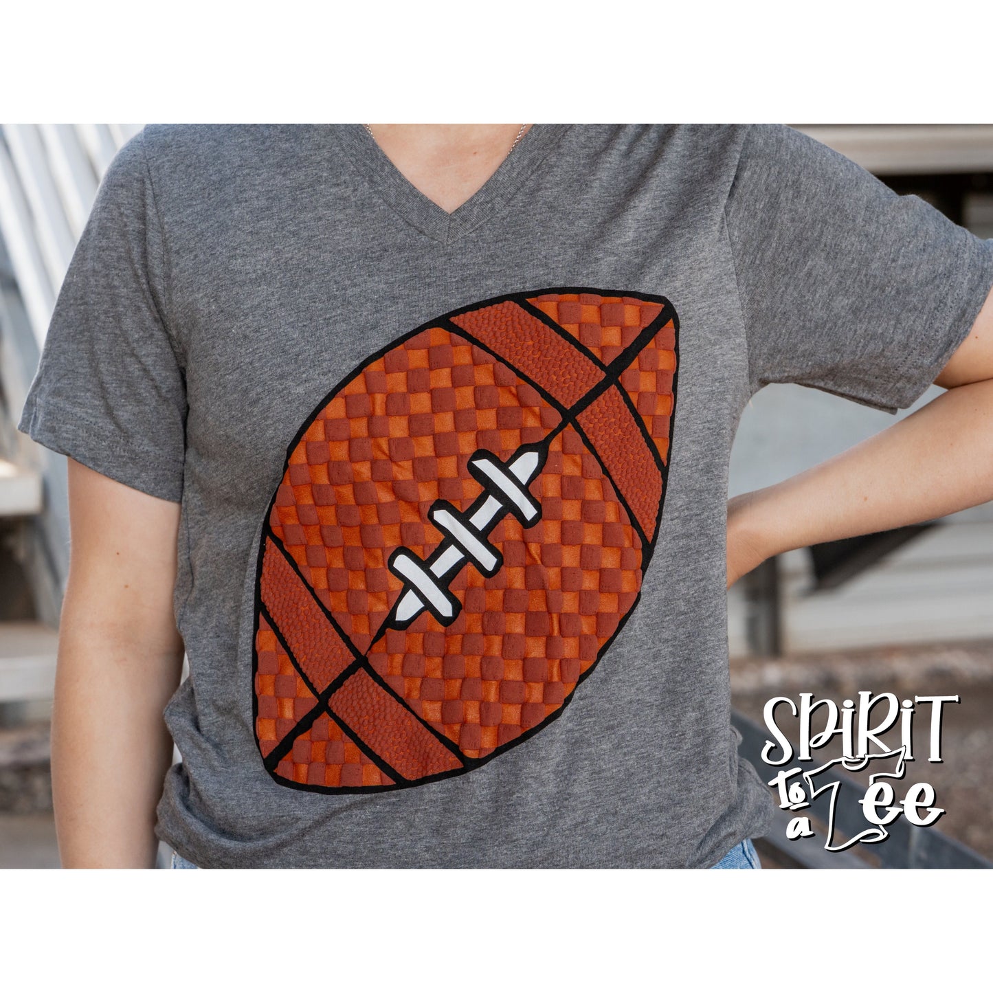 Checkered Football - V-Neck Football Tee
