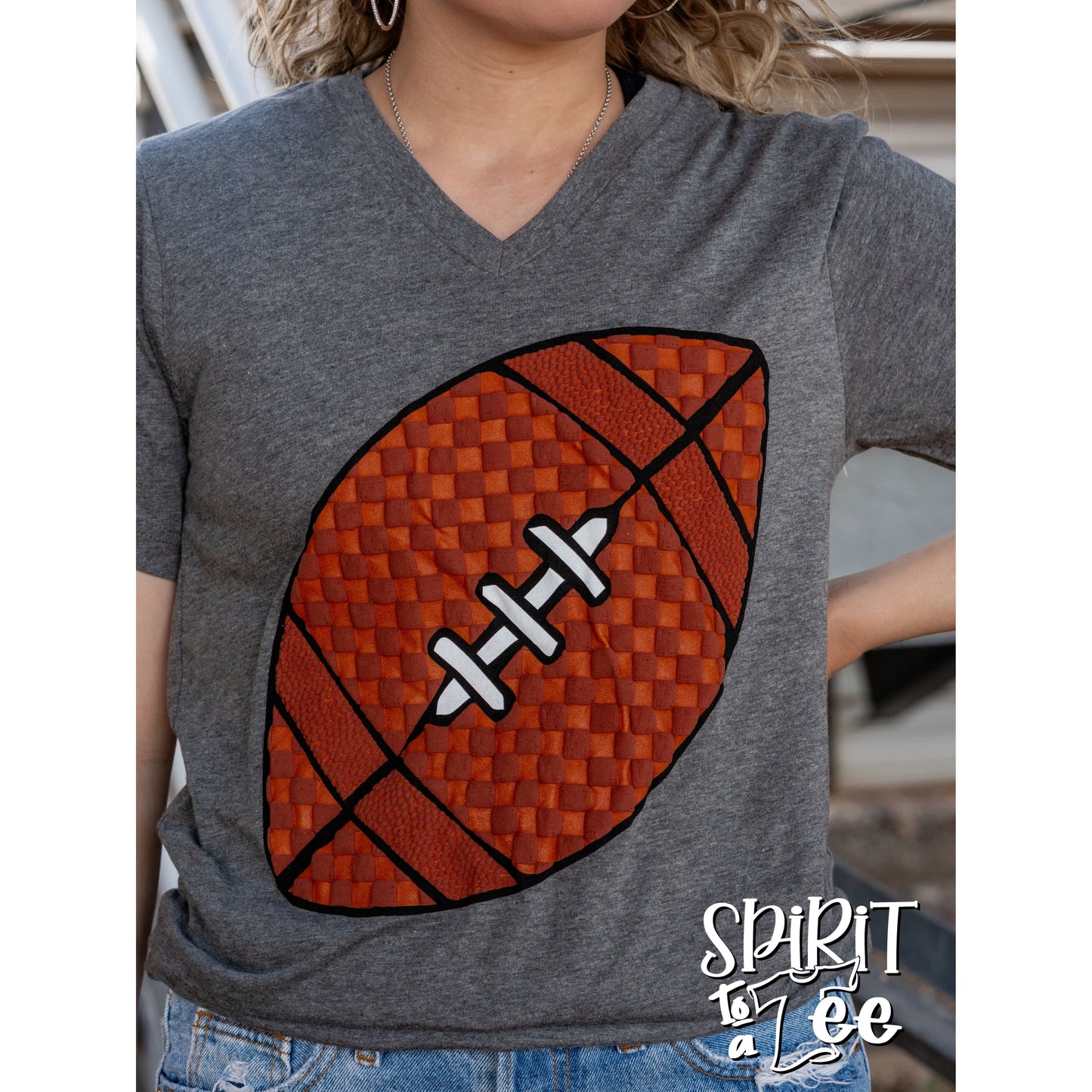 Checkered Football - V-Neck Football Tee