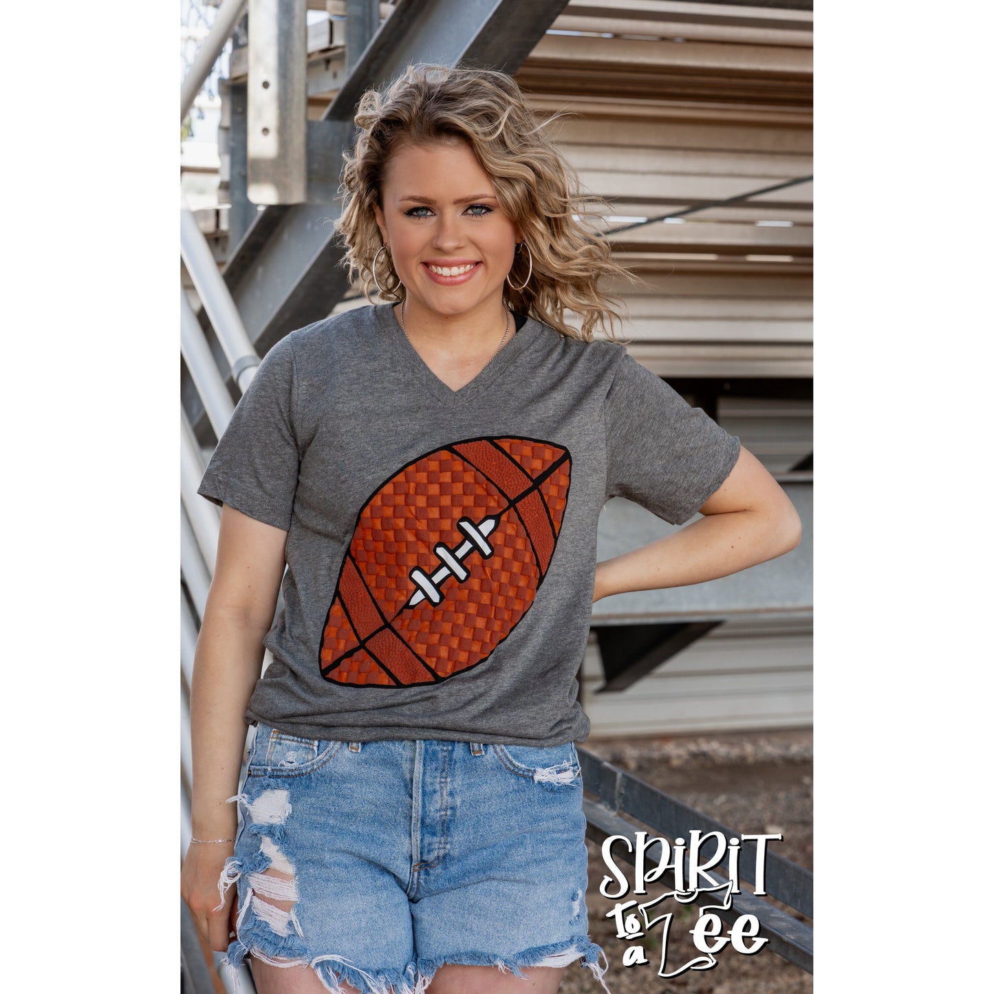 Checkered Football - V-Neck Football Tee