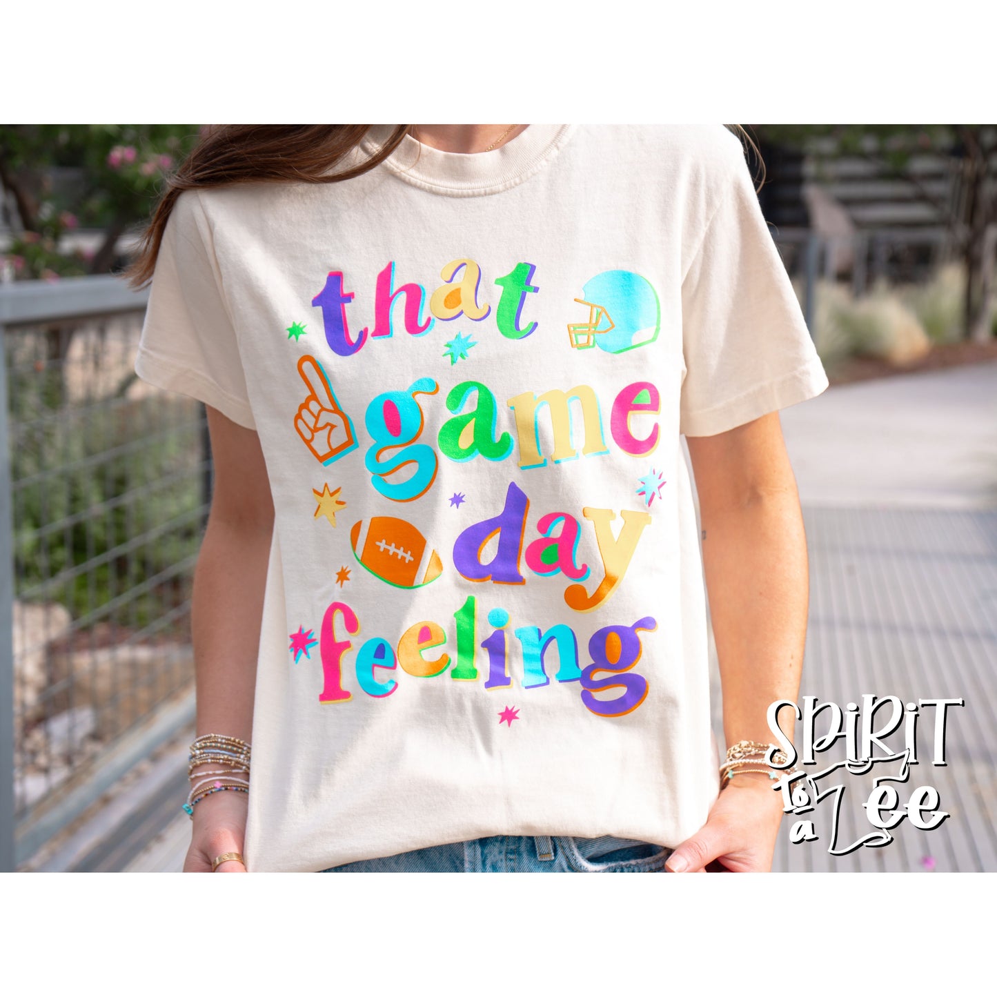 That Game Day Feeling Bright - Comfort Colors Football Tee