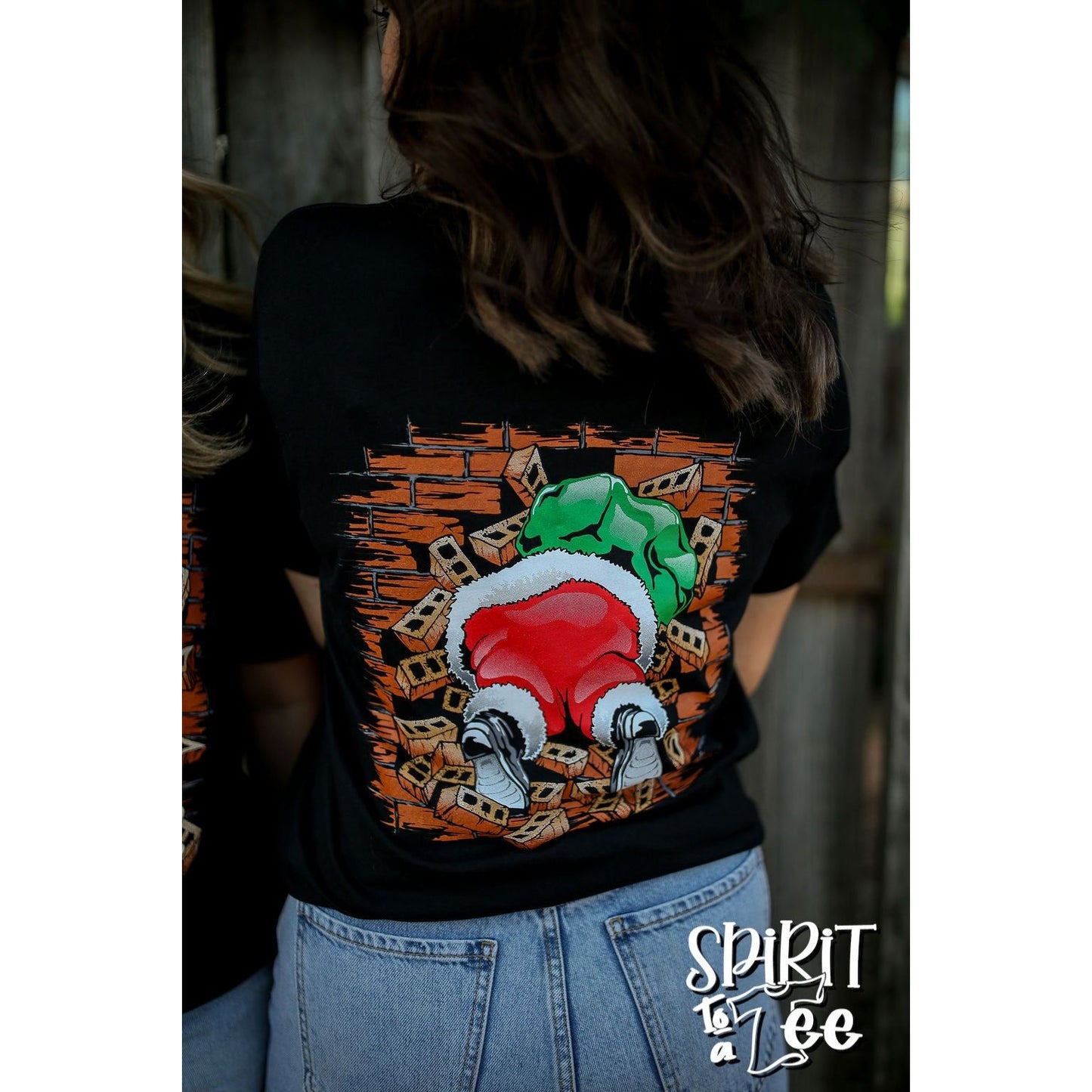 Santa Breaking Through - Christmas Tee