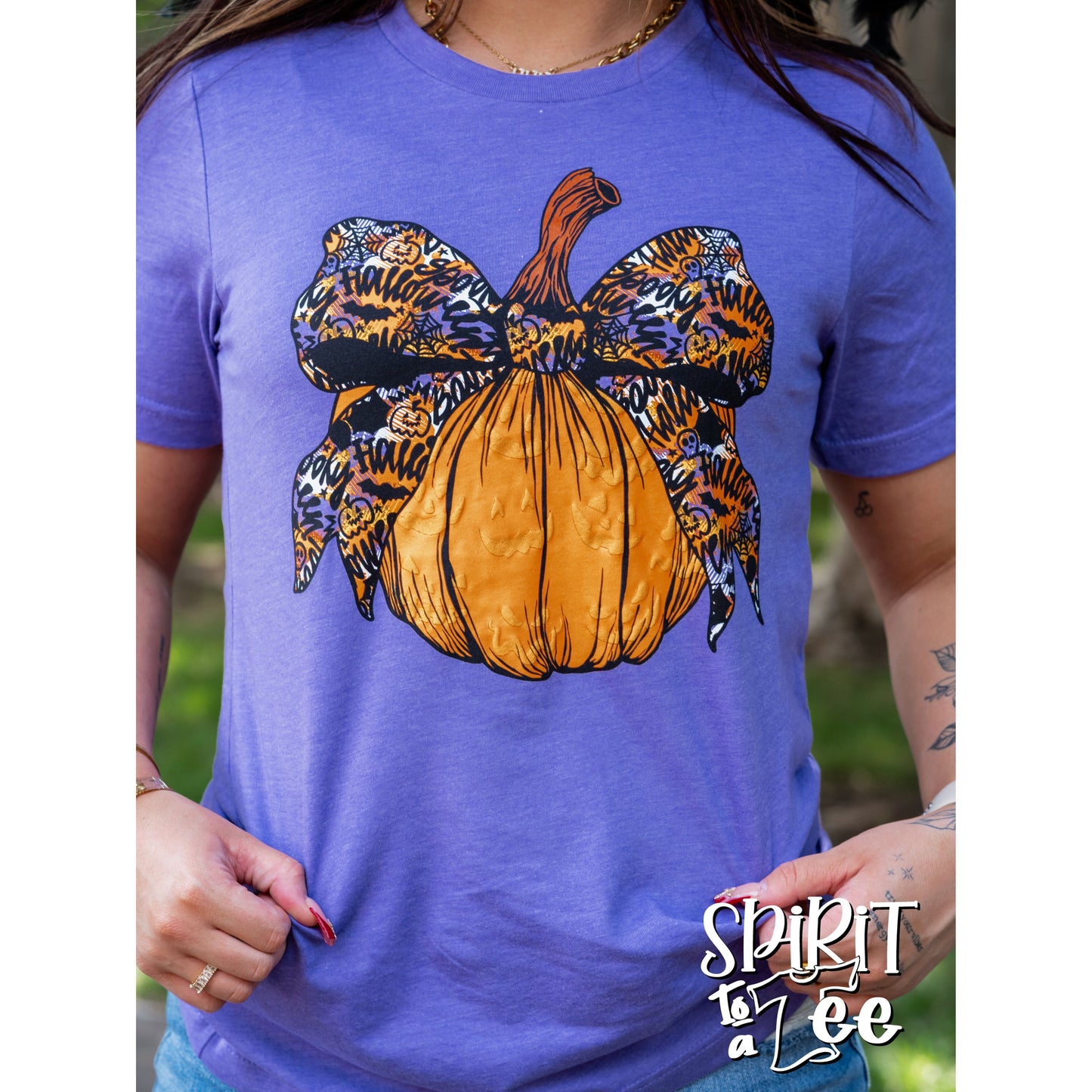 Halloween Bow with Pumpkin Tee