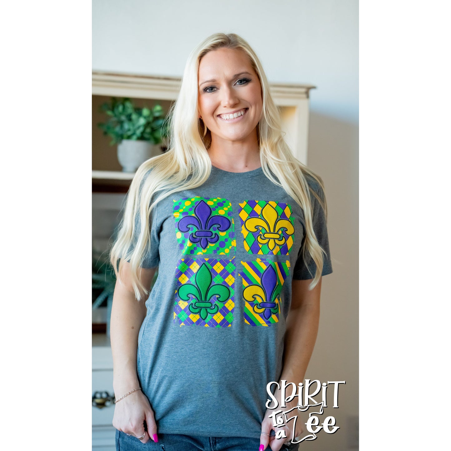 Fleur De Lis Puff - Mardi Gras Tee