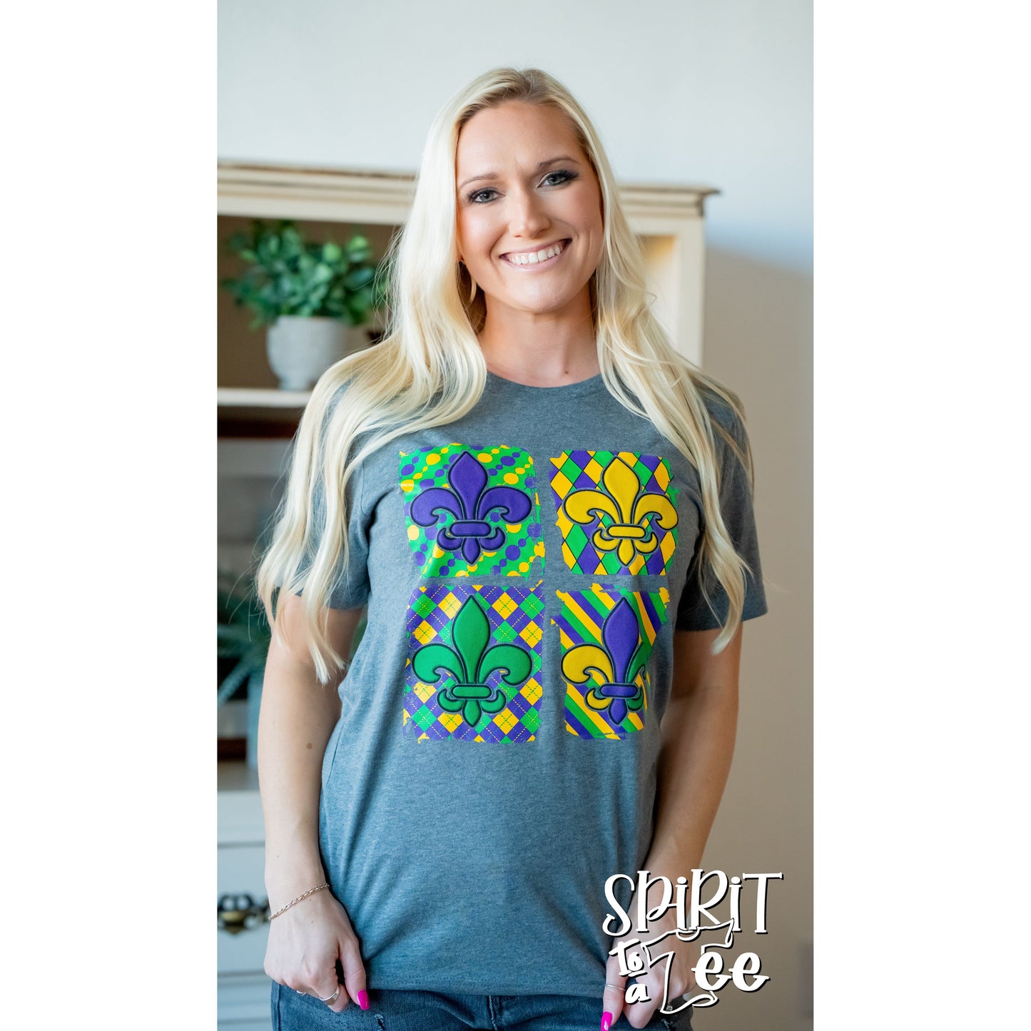Fleur De Lis Puff - Mardi Gras Tee