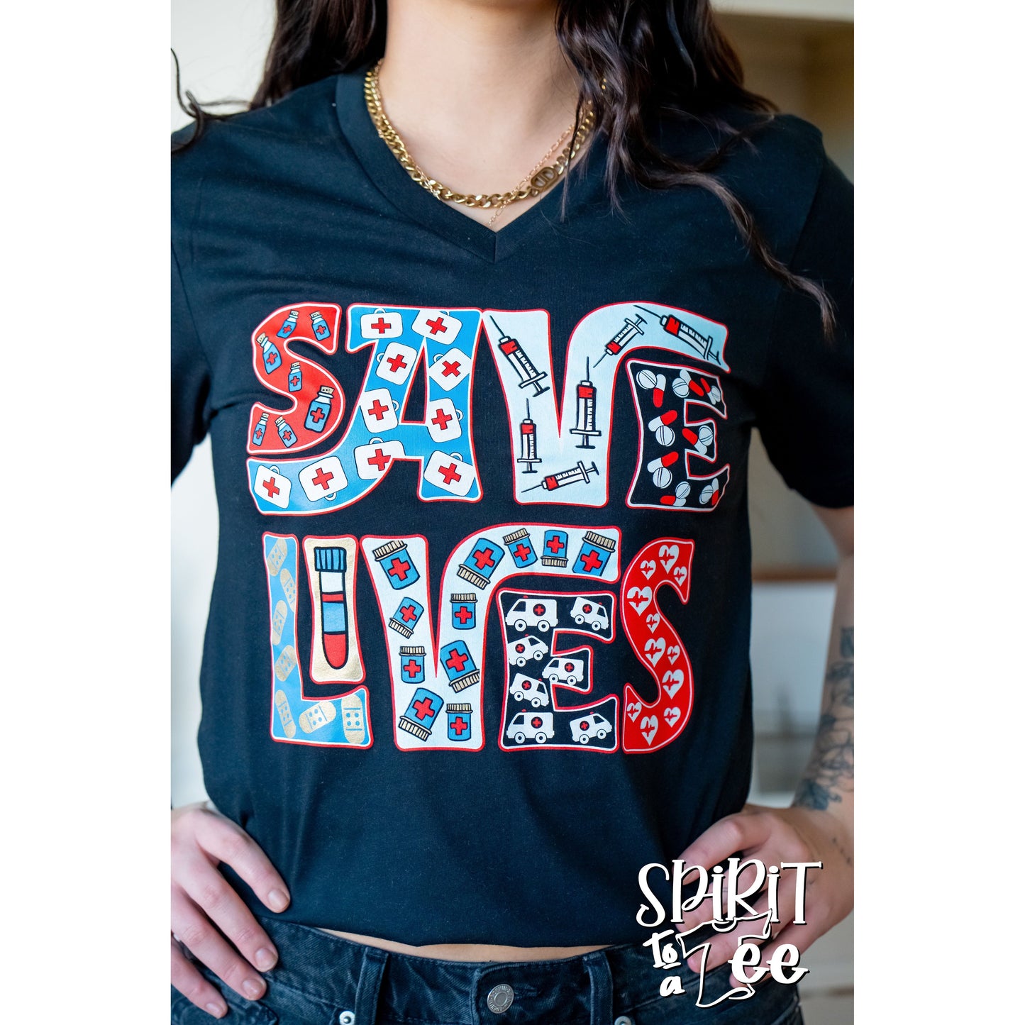 Save Lives - Nurse V-Neck Tee