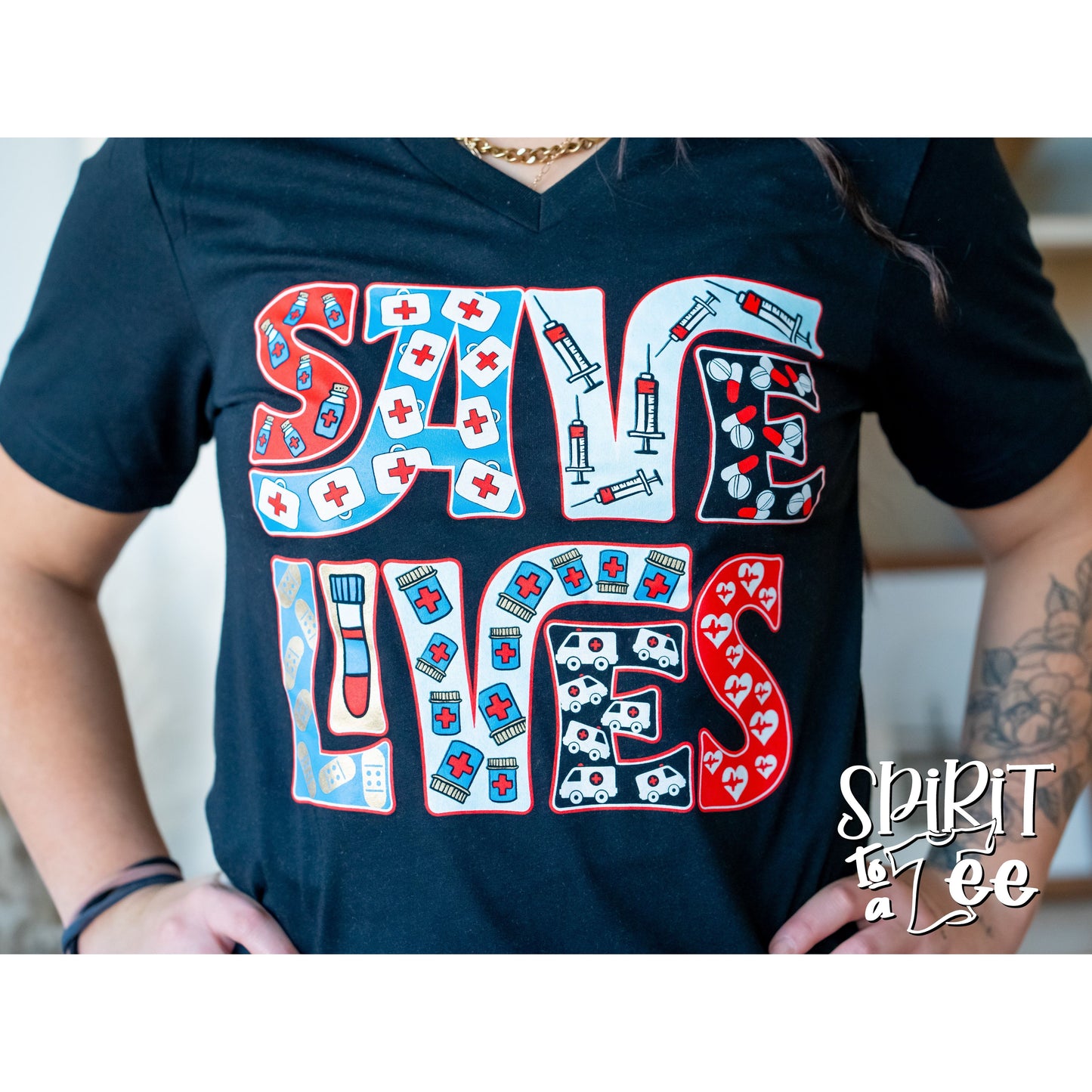 Save Lives - Nurse V-Neck Tee