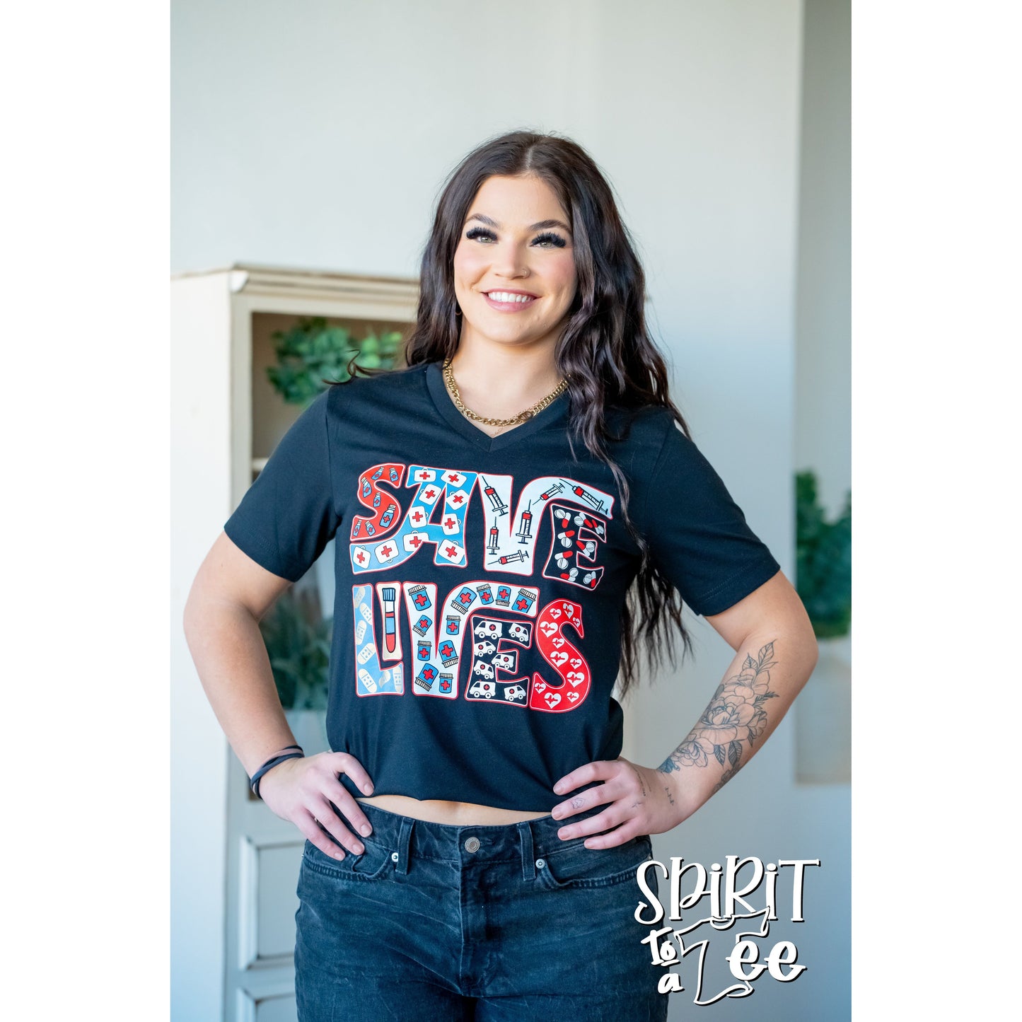 Save Lives - Nurse V-Neck Tee