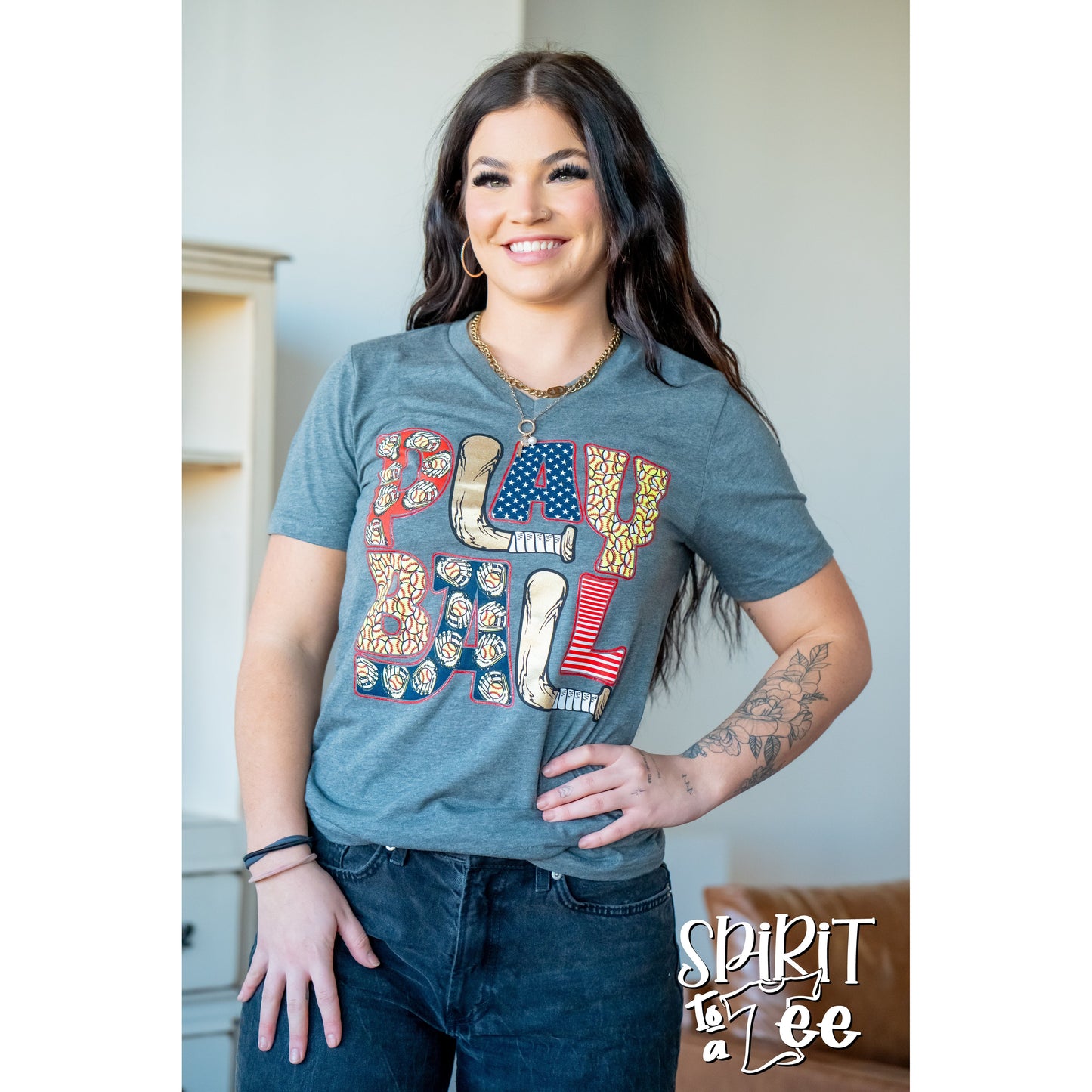 Play Ball - V-Neck Softball Tee