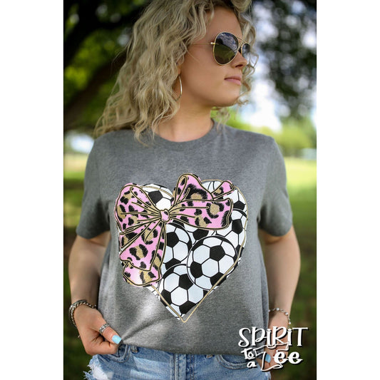 Soccer Heart with Bow Tee