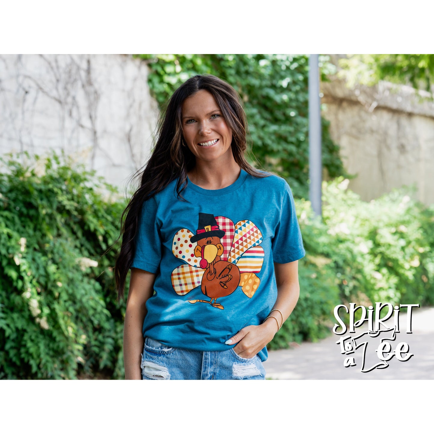 Turkey with Patterned Feathers - Thanksgiving Tee