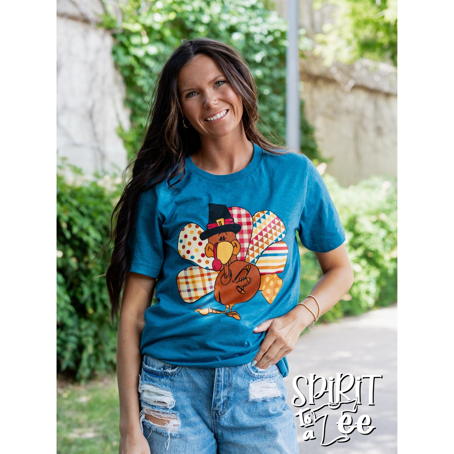 Turkey with Patterned Feathers - Thanksgiving Tee