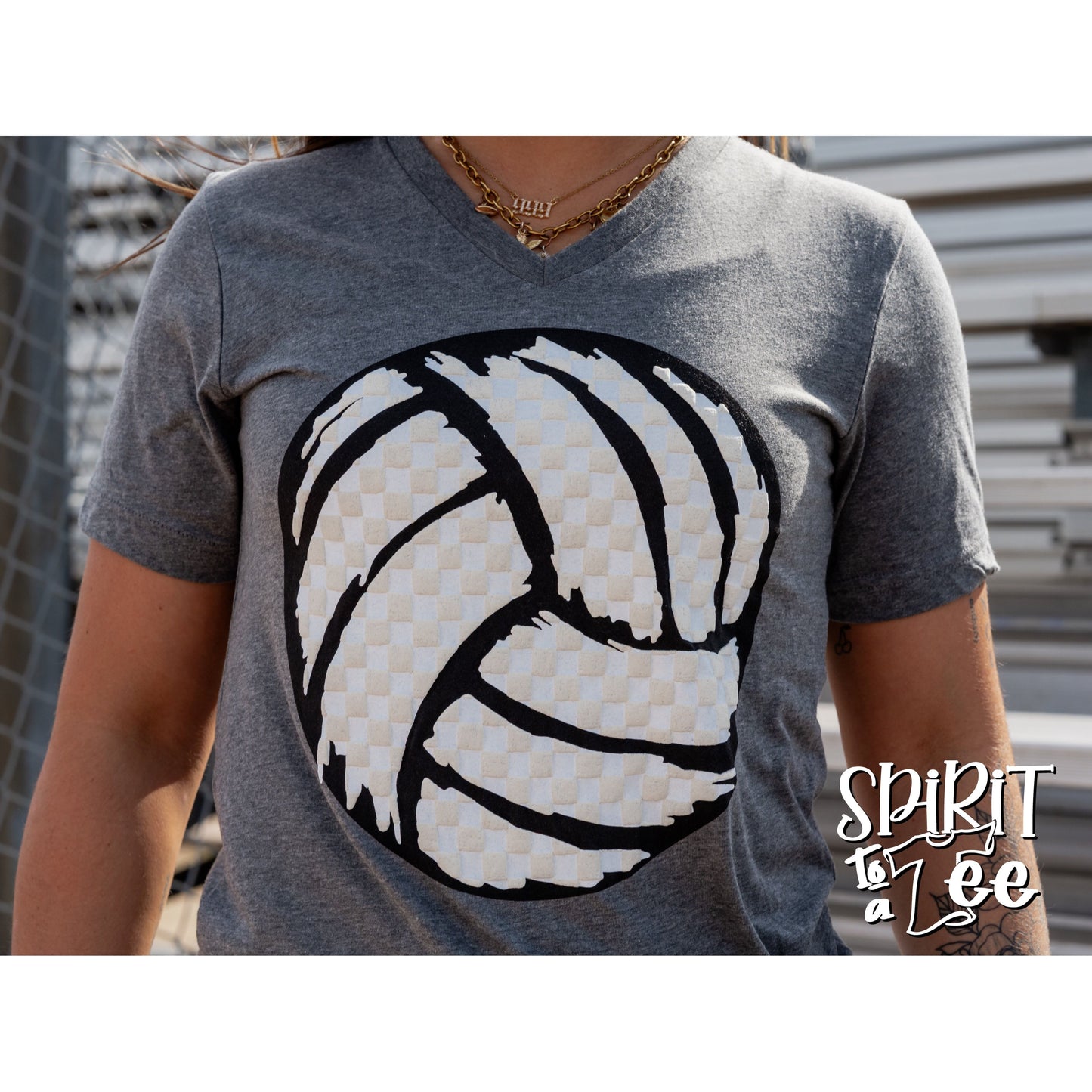 Volleyball Checkered - V-Neck Volleyball Tee