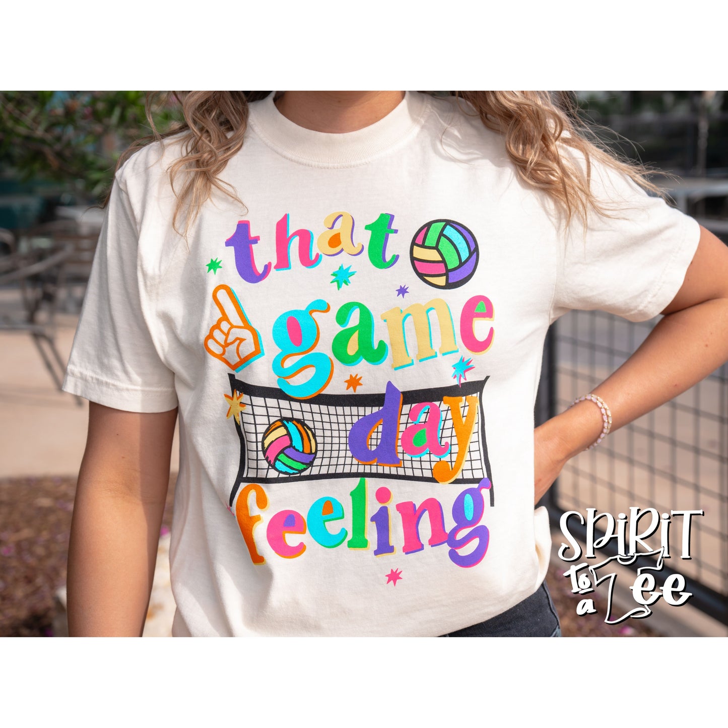 That Game Day Feeling Bright - Comfort Colors Volleyball Tee
