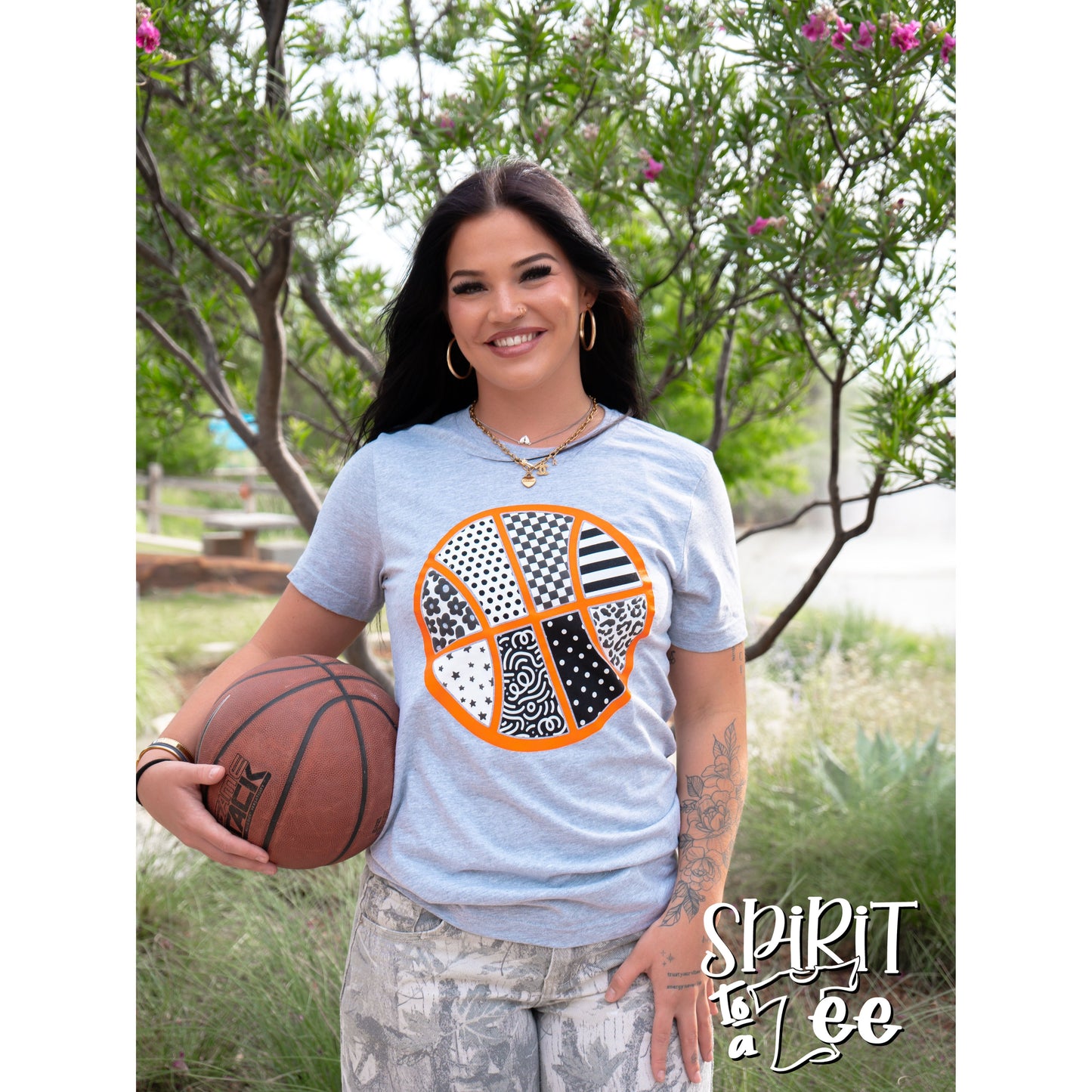 Patterned Puff Basketball - Basketball Tee