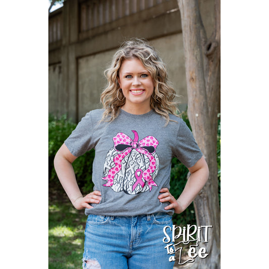 Cancer Ribbon Bow Pumpkin Tee