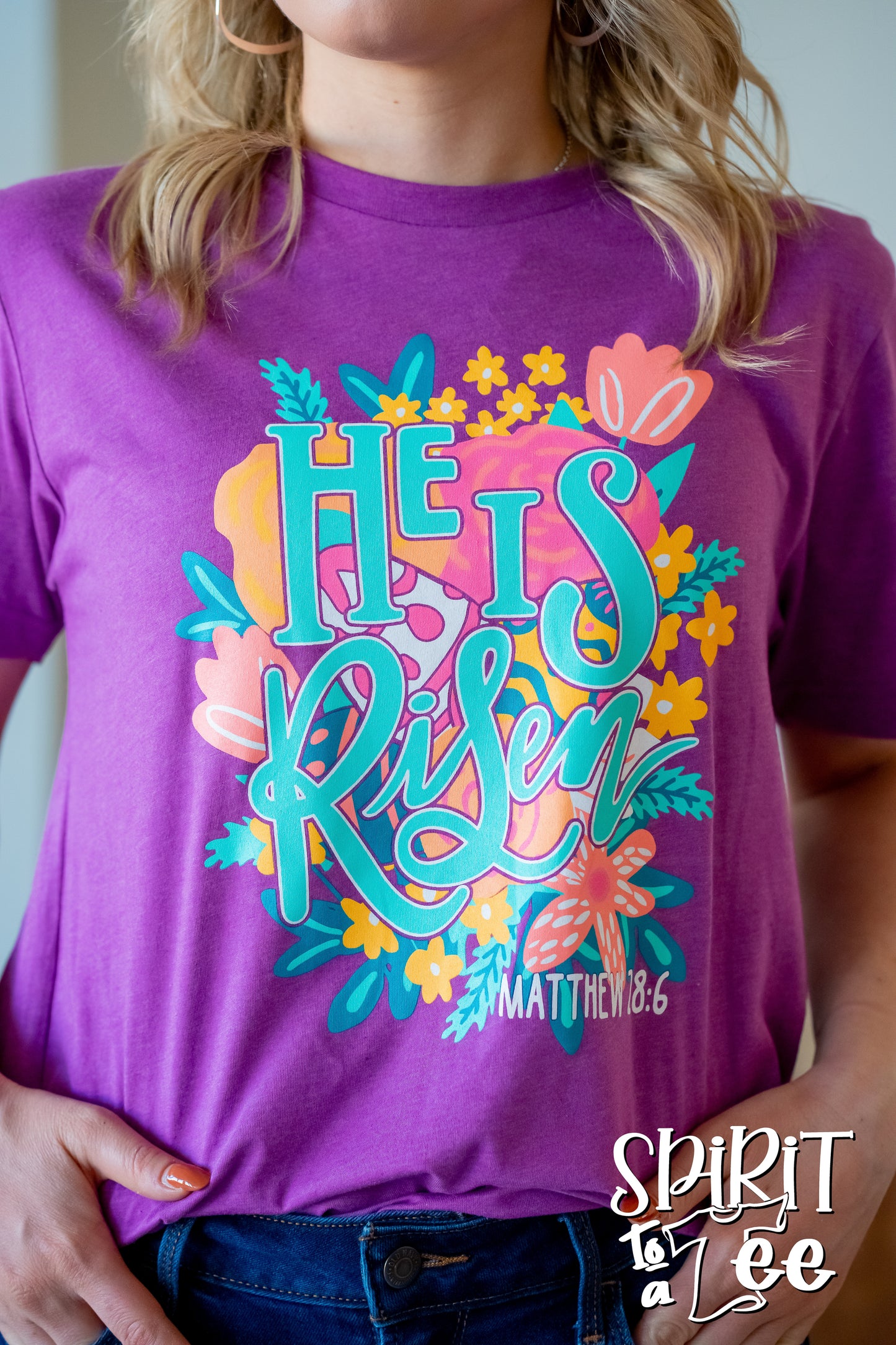 He Is Risen Floral - Easter Tee