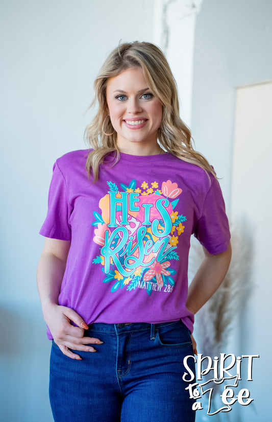 He Is Risen Floral - Easter Tee