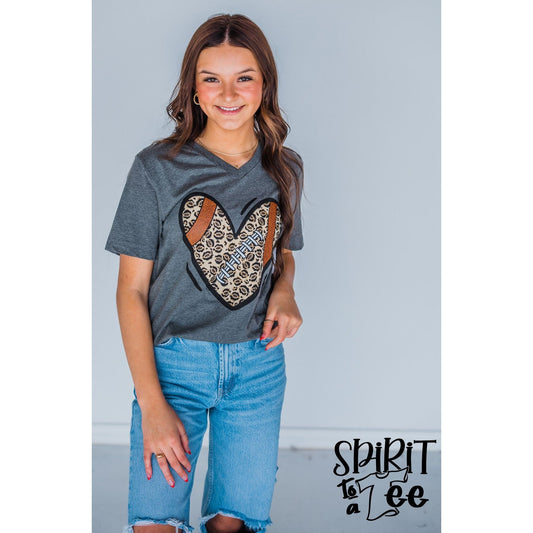 Football Heart V-Neck Tee