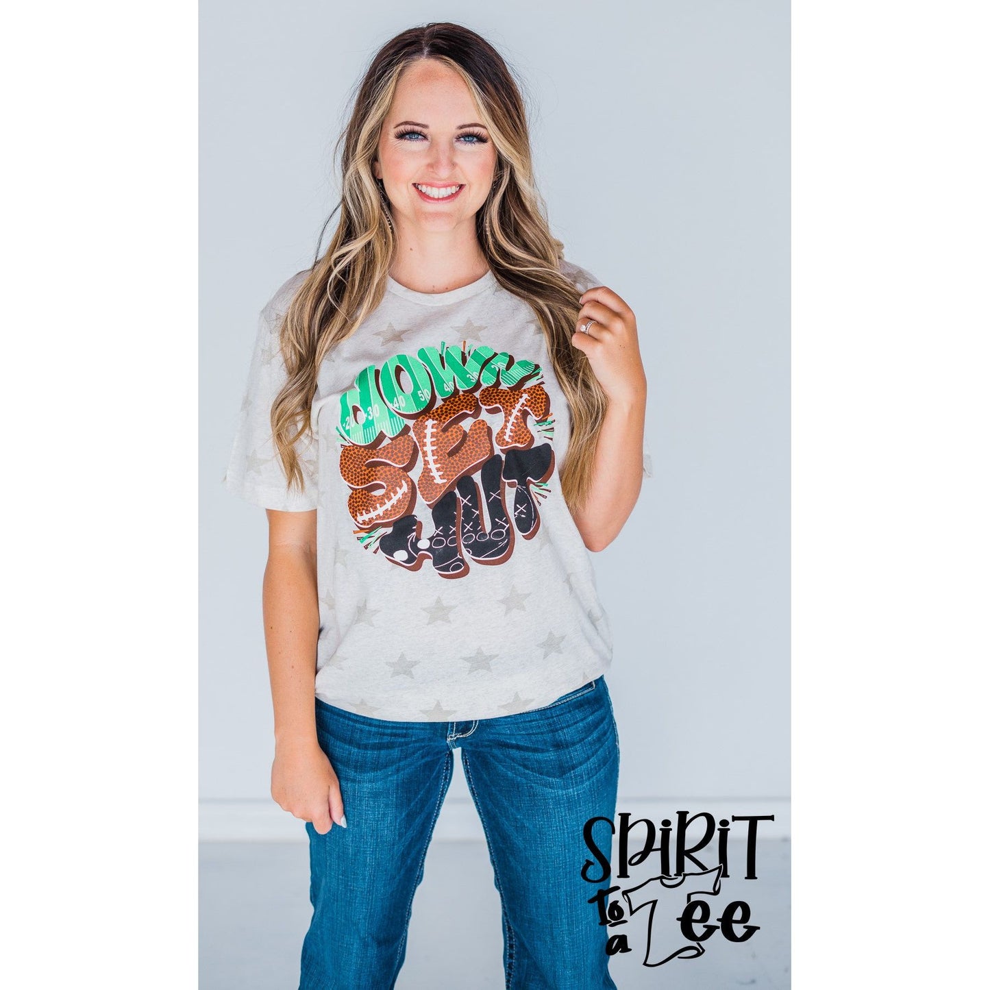 Down Set Hut Football Star Tee