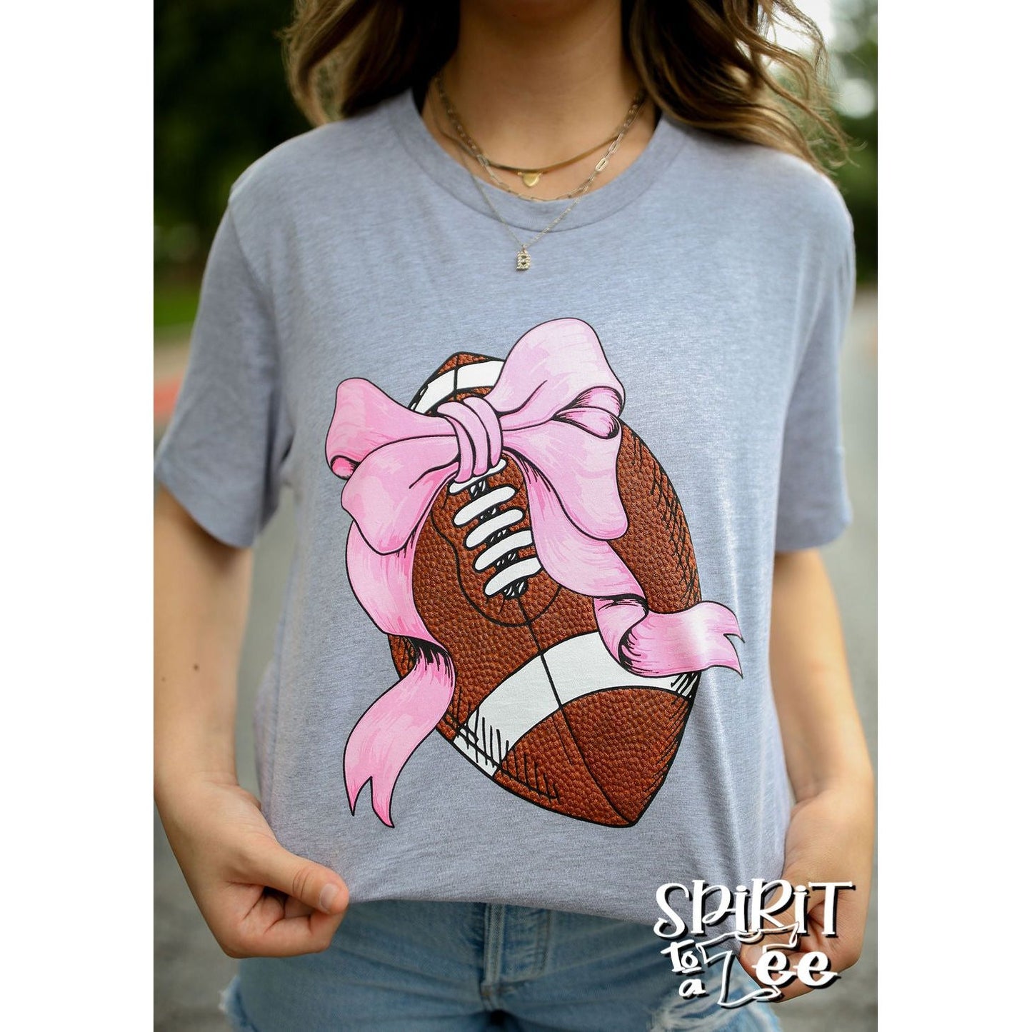 Football With Bow - Football Tee