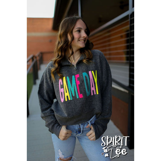 Game Day Snuggle Fleece Cropped 1/4 Zip Sweatshirt - Singles