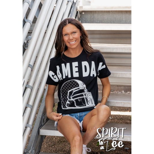 Game Day Checkered Helmet - Football Tee