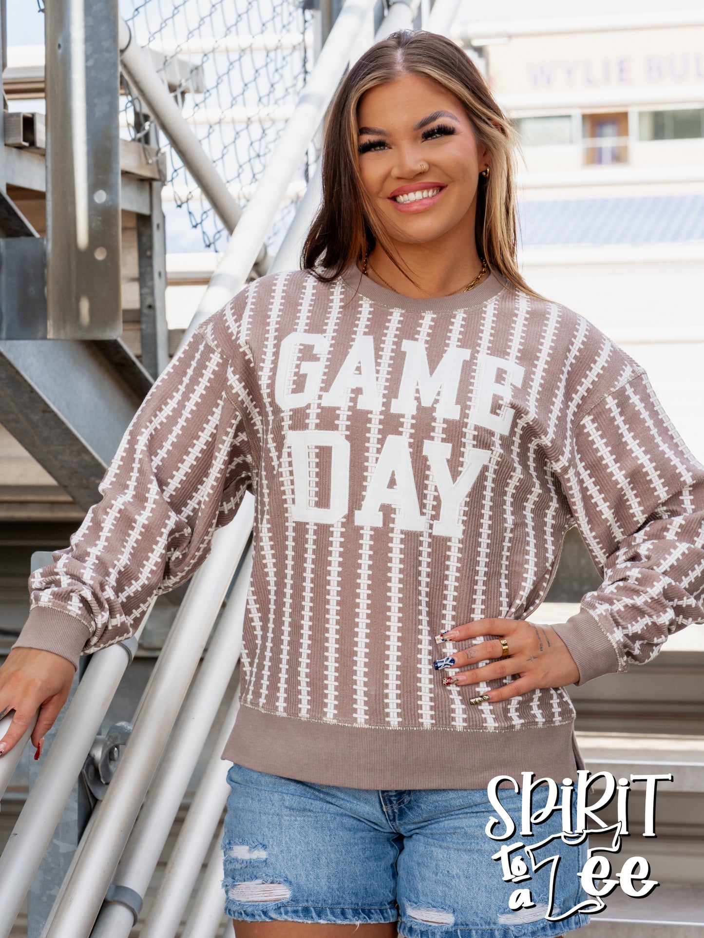 Game Day Football Laces Cozycord Sweatshirt - Singles
