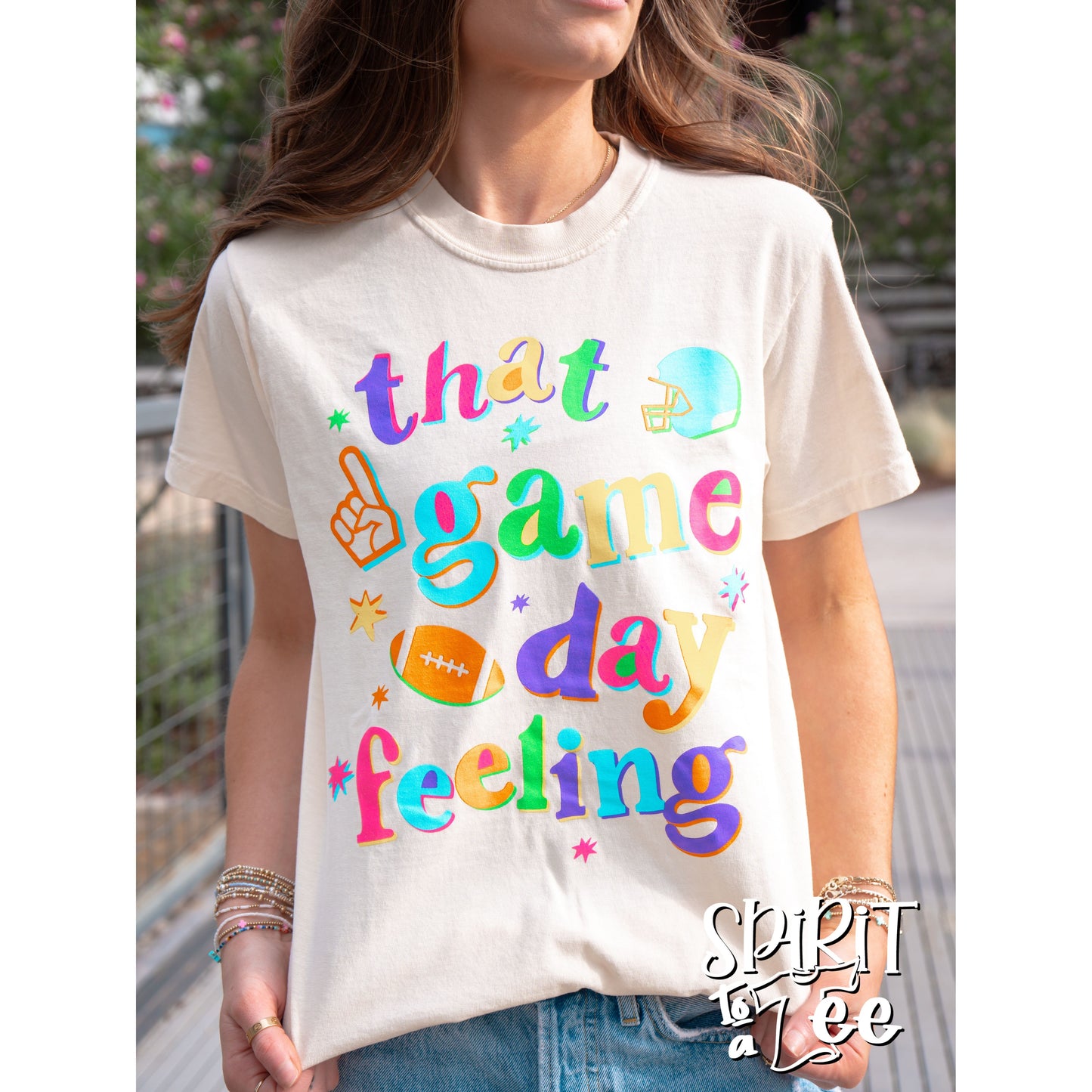 That Game Day Feeling Bright - Comfort Colors Football Tee