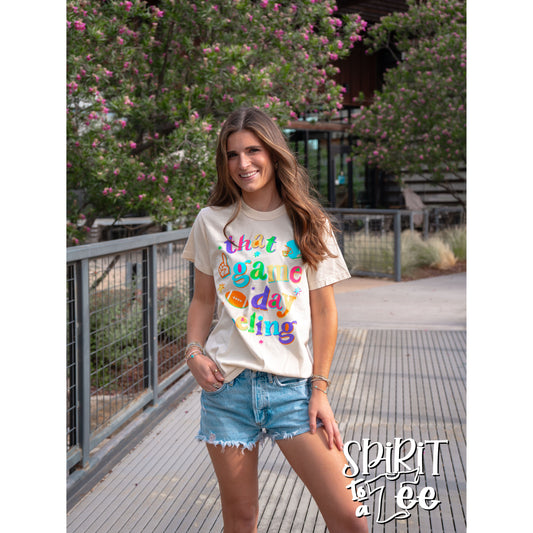 That Game Day Feeling Bright - Comfort Colors Football Tee