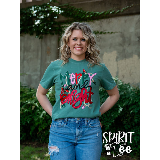 Merry & Bright - Comfort Colors Christmas Tee
