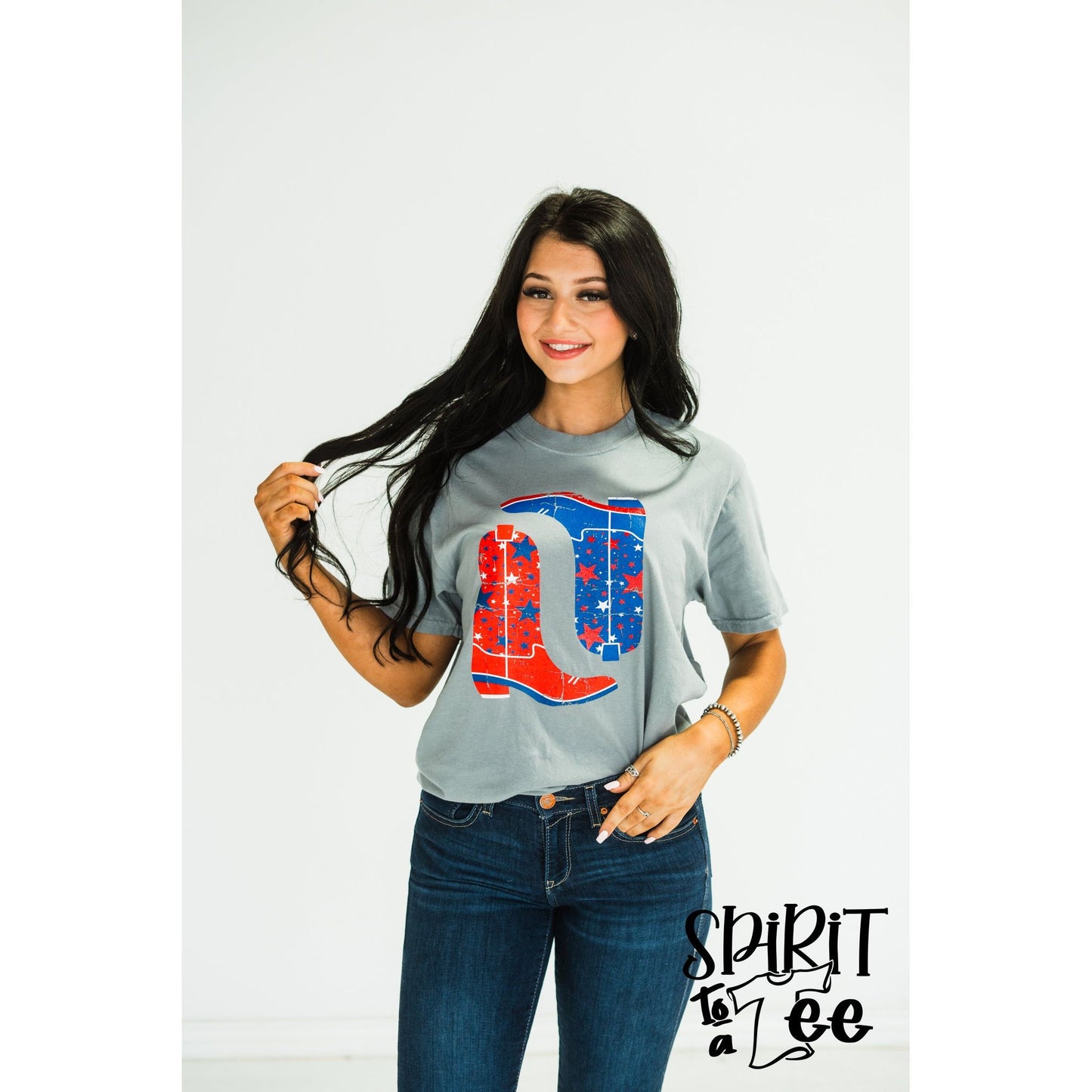 Star Glitter Boots - Patriotic Tee