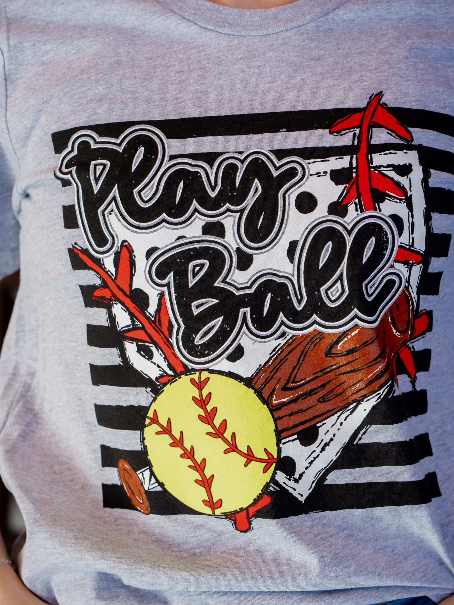Play Ball Stripes - Softball Tee