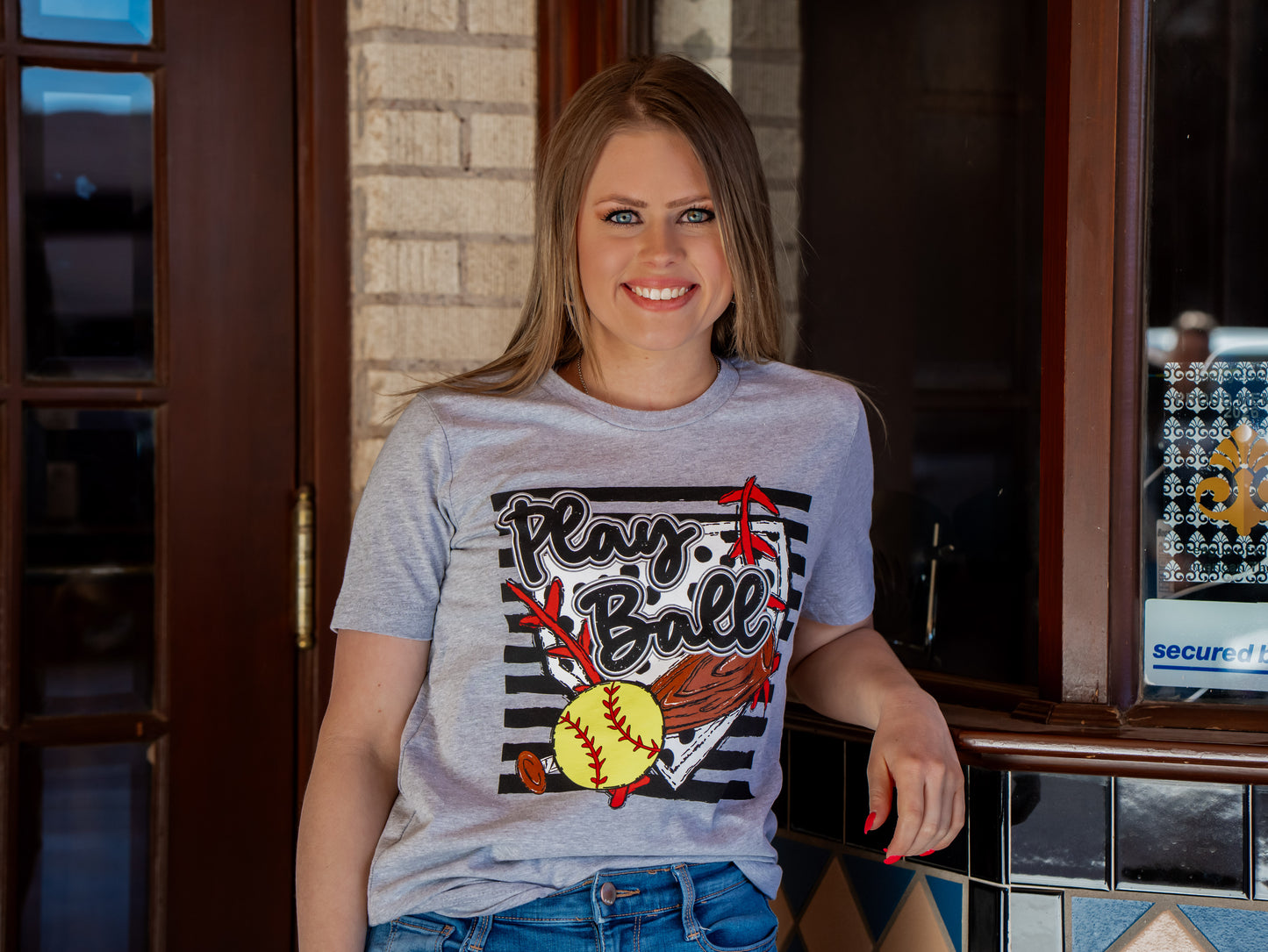 Play Ball Stripes - Softball Tee