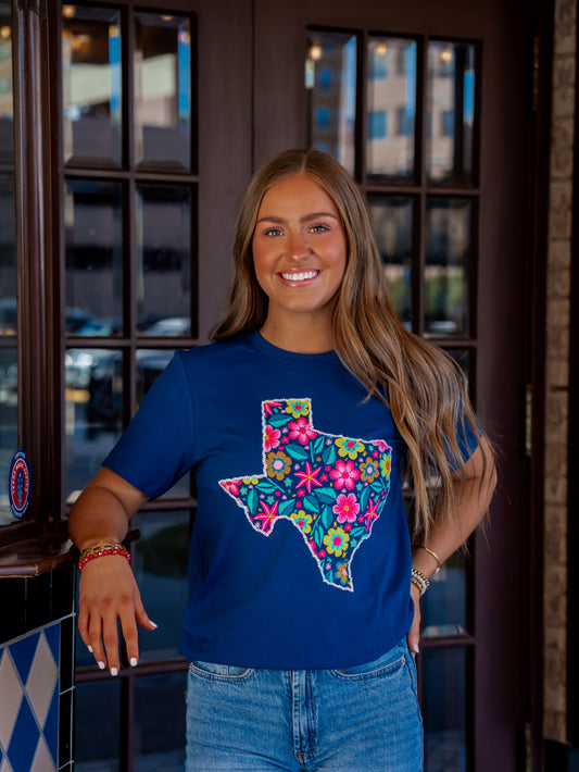 Texas Stitched Flower - Texas Tee
