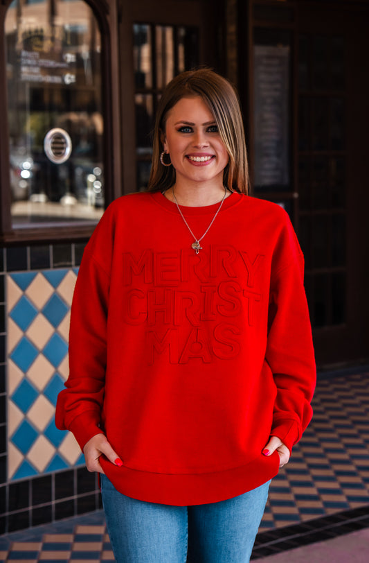 Merry Christmas Appliqued Poncho Sweatshirt - Singles