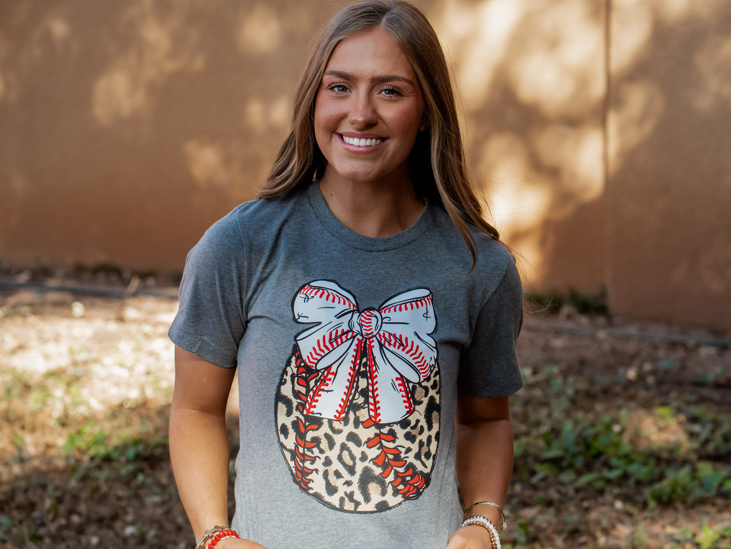 Leopard Baseball with Bow - Baseball Tee