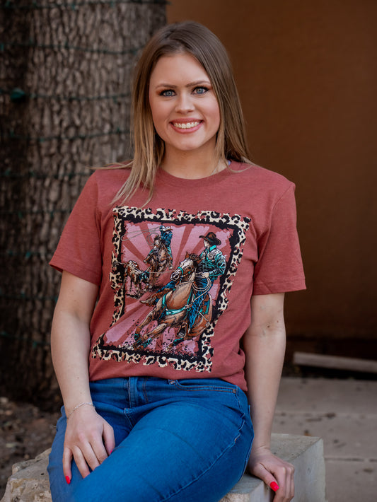 Team Roper Leopard Border - Western Tee