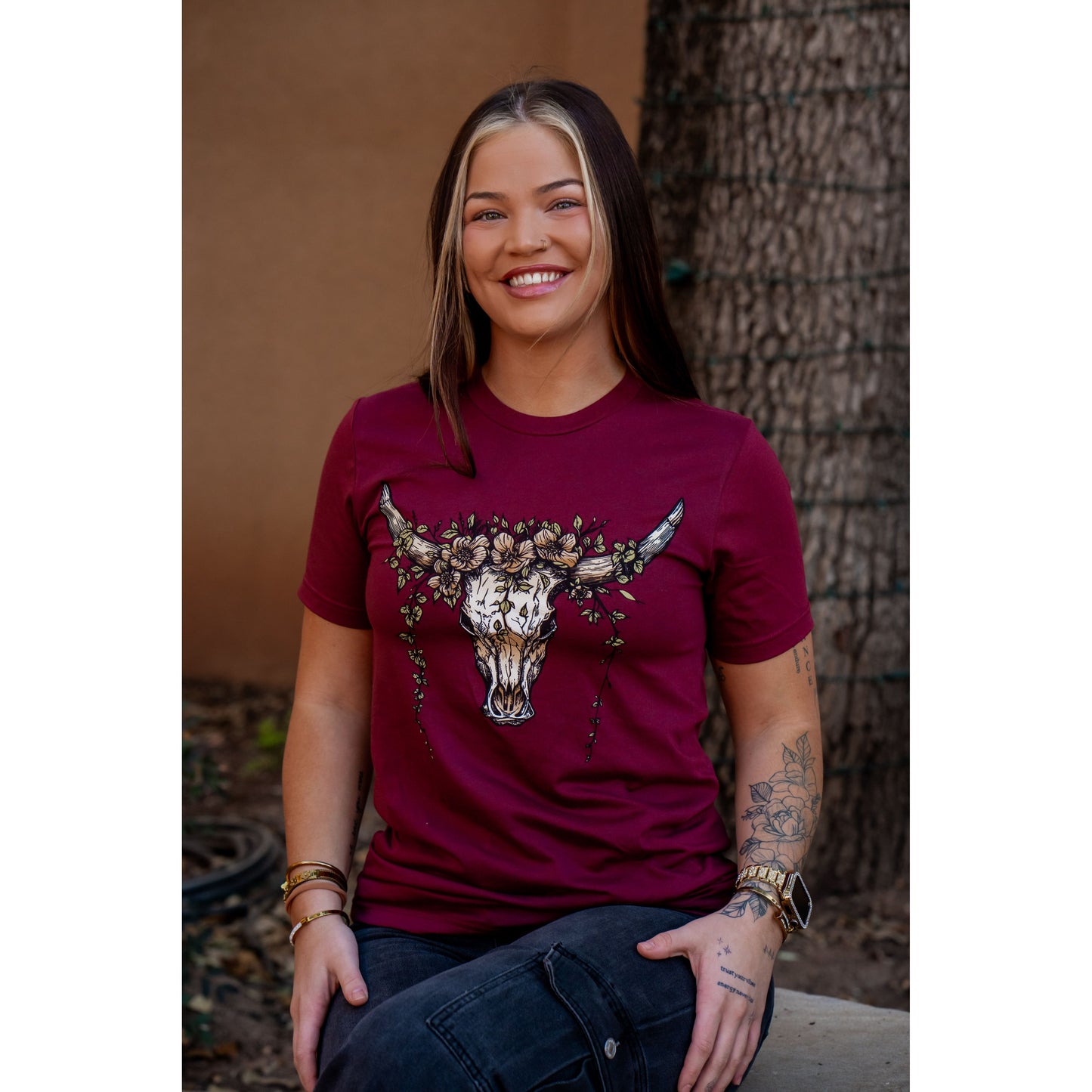 Skull with Greenery - Western Tee