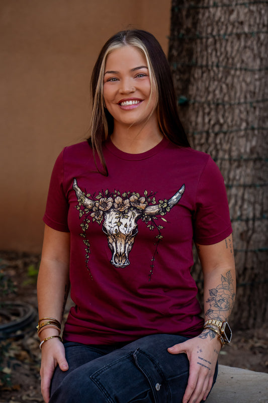 Skull with Greenery - Western Tee