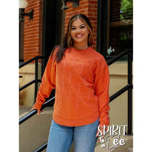 Cross Appliqued Poncho Sweatshirt - Singles