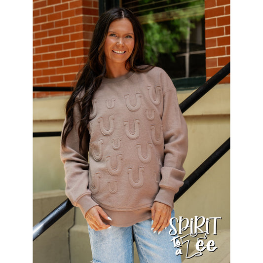 Horseshoe Appliqued Poncho Sweatshirt - Singles