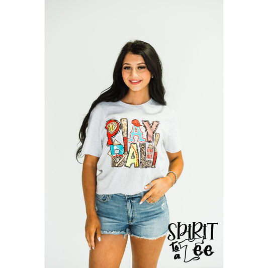Play Ball Patterned - Softball Tee